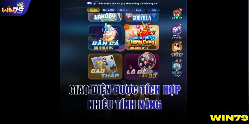 Giao diện được trang bị nhiều tính năng