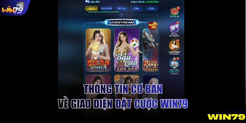 Thông tin cơ bản về giao diện đặt cược WIN79